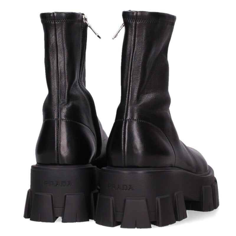 Prada Monolith Stretch Nappa Leather Boots Black Size 37.5