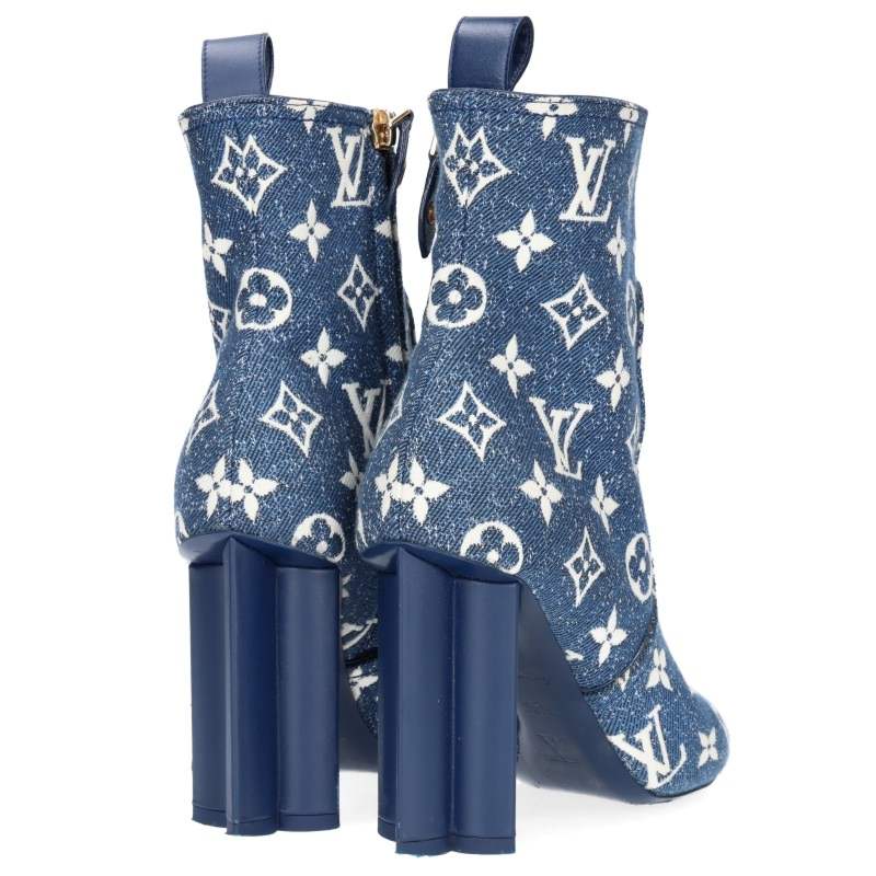 Louis Vuitton Blue Monogram Ankle Boots Size 35.5