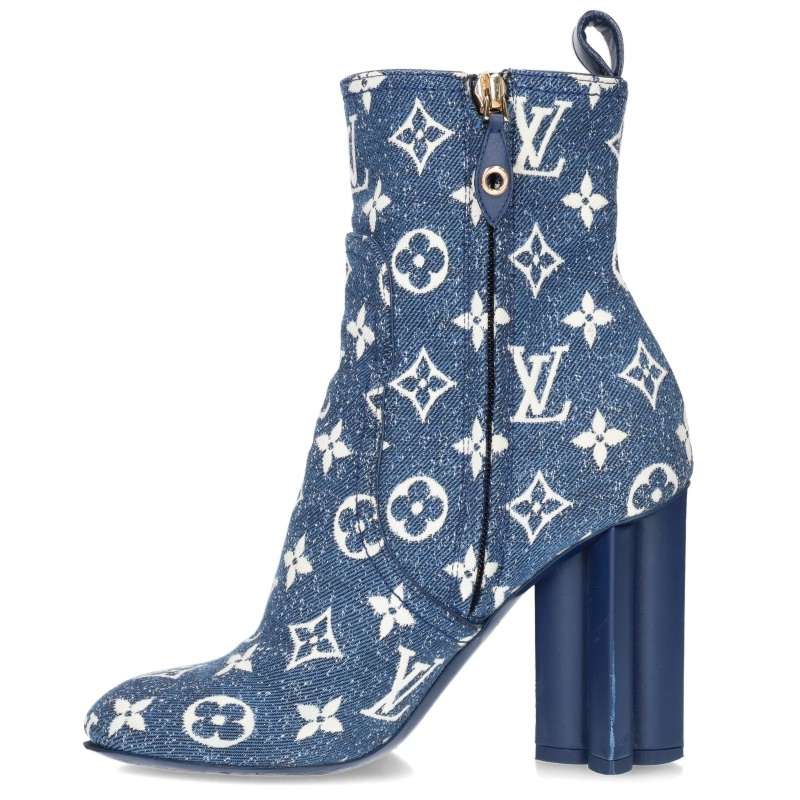 Louis Vuitton Blue Monogram Ankle Boots Size 35.5