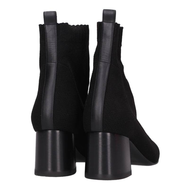 Hermes Volver Black Knit Leather Trim Short Boots Size 35.5