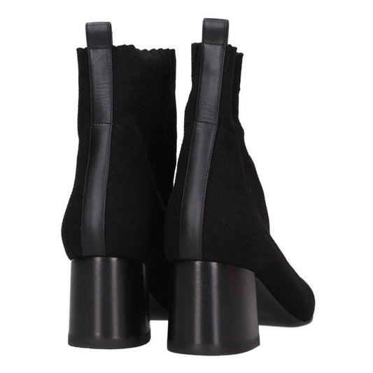 Hermes Volver Black Knit Leather Trim Short Boots Size 35.5