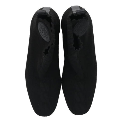 Hermes Volver Black Knit Leather Trim Short Boots Size 35.5