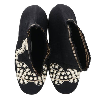 Fendi Rococo Pearl Sock Heel Boots Navy Size 38