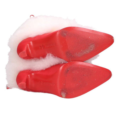 Ambush Design White & Red Fur Stiletto Heel Boots Size US7