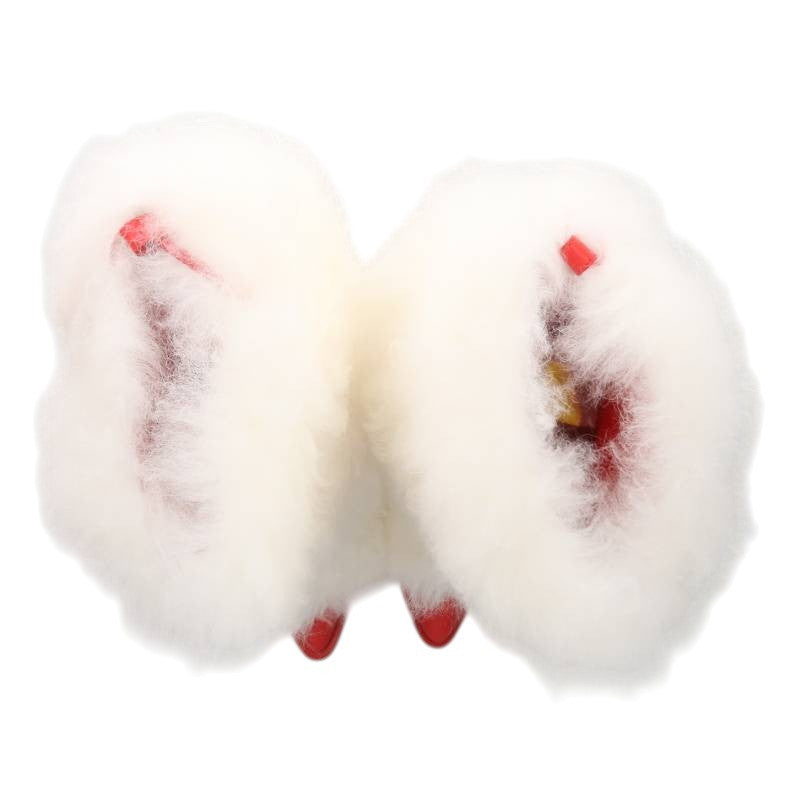 Ambush Design White & Red Fur Stiletto Heel Boots Size US7