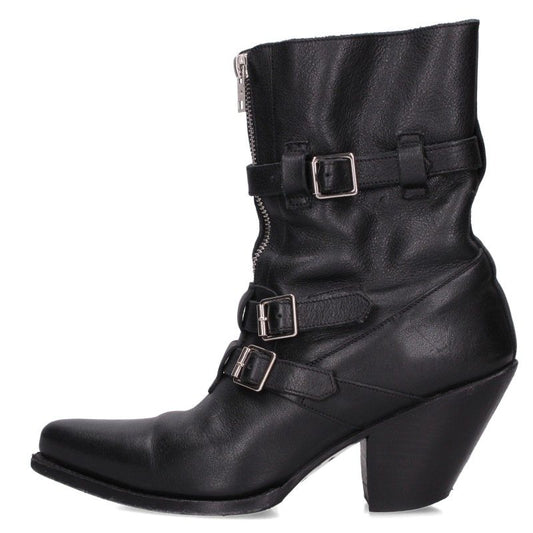 Celine Berlin Center Zip Belt Strap Boots Black