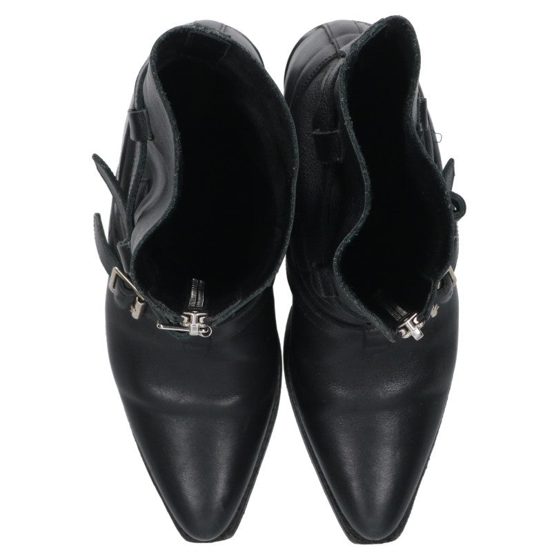 Celine Berlin Center Zip Belt Strap Boots Black