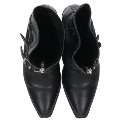 Celine Berlin Center Zip Belt Strap Boots Black