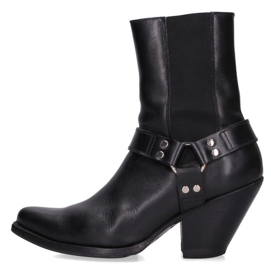 Celine Camargue Side Gore Leather Ring Boots Black