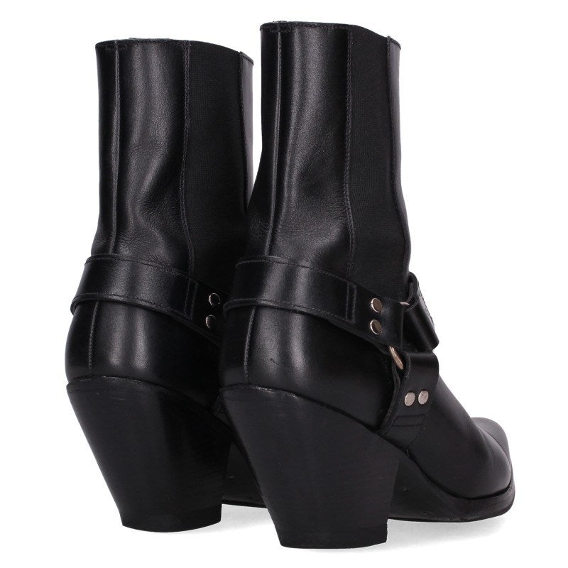 Celine Camargue Side Gore Leather Ring Boots Black