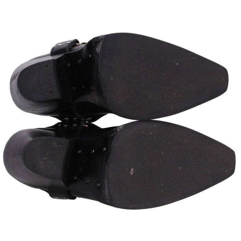 Celine Camargue Side Gore Leather Ring Boots Black