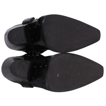 Celine Camargue Side Gore Leather Ring Boots Black
