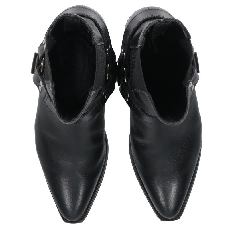 Celine Camargue Side Gore Leather Ring Boots Black
