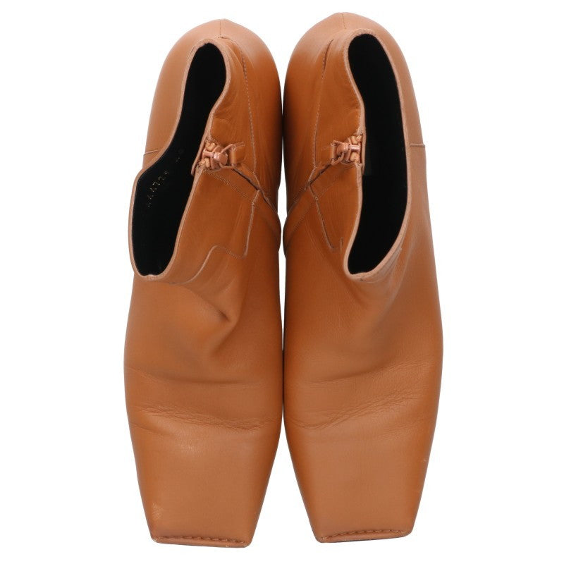 Balenciaga Brown Square Toe Side Zip Boots Size 40