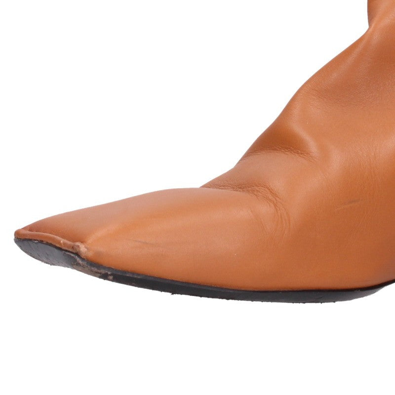Balenciaga Brown Square Toe Side Zip Boots Size 40