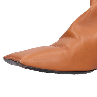 Balenciaga Brown Square Toe Side Zip Boots Size 40