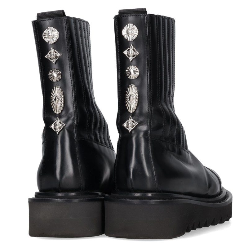 Toga Black Front Zip Side Gore Metal Boots Size 38