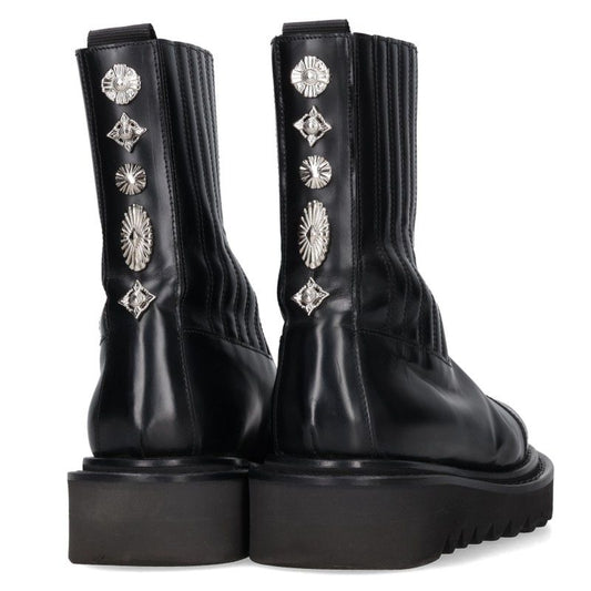 Toga Black Front Zip Side Gore Metal Boots Size 38