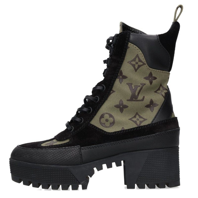 Louis Vuitton Lauriate Monogram Platform Black Green Size 34