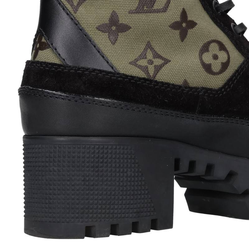 Louis Vuitton Lauriate Monogram Platform Black Green Size 34