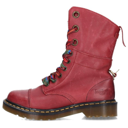Dr.Martens Red 9-Hole Lined Check Leather Boots Size 7