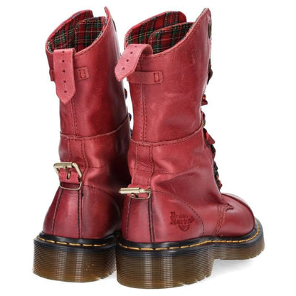 Dr.Martens Red 9-Hole Lined Check Leather Boots Size 7