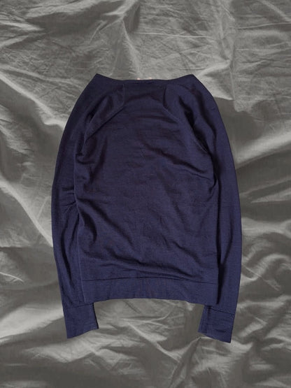 BALENCIAGA AW12 Wool Silk Panel Knit Cardigan Navy Size XS