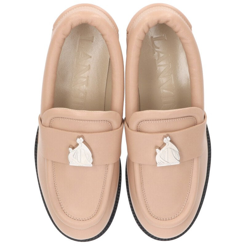Lanvin Beige Logo Plate Loafer Size 35