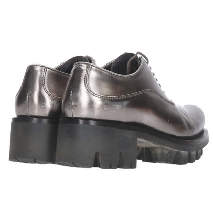Prada Metallic Leather Lace-up Silver Black Sneakers Size 35