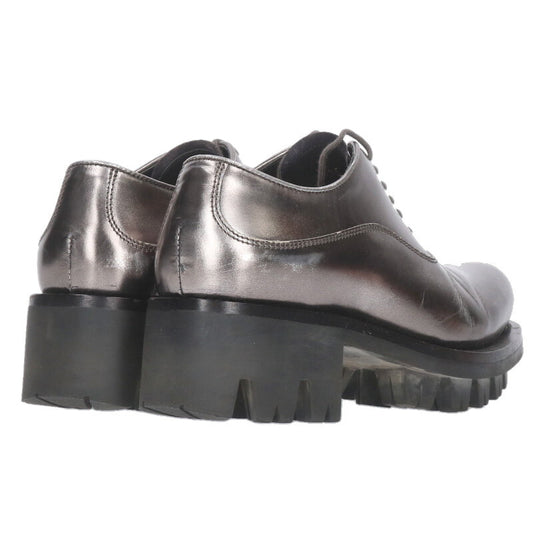 Prada Metallic Leather Lace-up Silver Black Sneakers Size 35