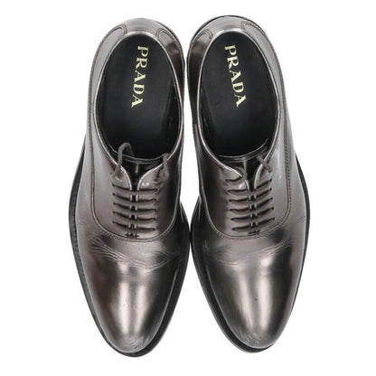 Prada Metallic Leather Lace-up Silver Black Sneakers Size 35