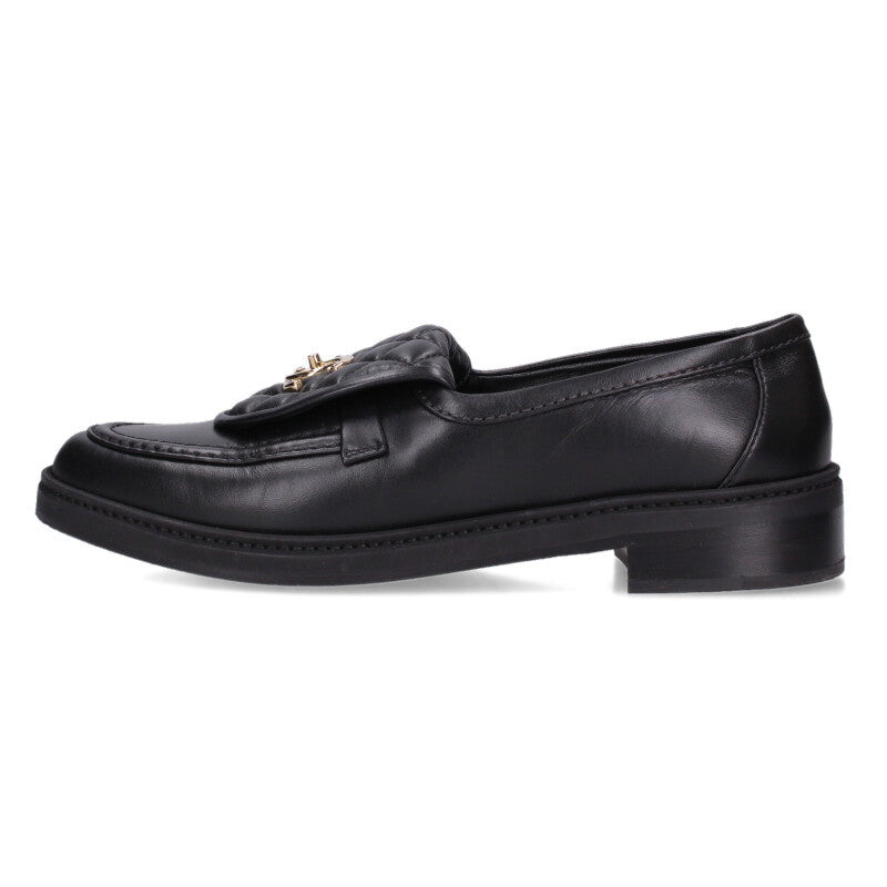 Chanel Black Matelassé Coco Mark Turn-lock Loafers Size 39.5