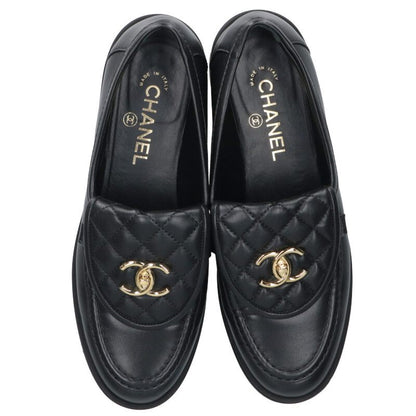 Chanel Black Matelassé Coco Mark Turn-lock Loafers Size 39.5