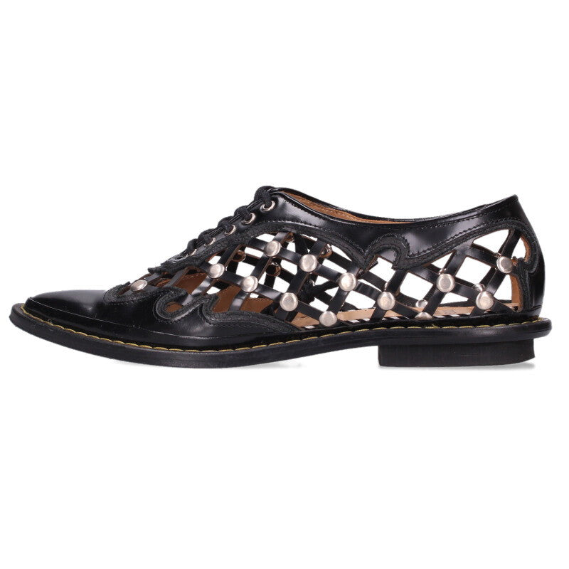 Toga Pulla Black Cutout Leather Pointed Toe Sneakers Size 37