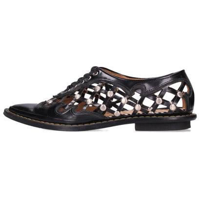 Toga Pulla Black Cutout Leather Pointed Toe Sneakers Size 37