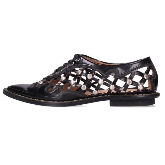 Toga Pulla Black Cutout Leather Pointed Toe Sneakers Size 37