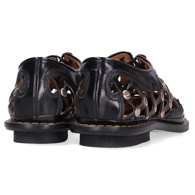 Toga Pulla Black Cutout Leather Pointed Toe Sneakers Size 37