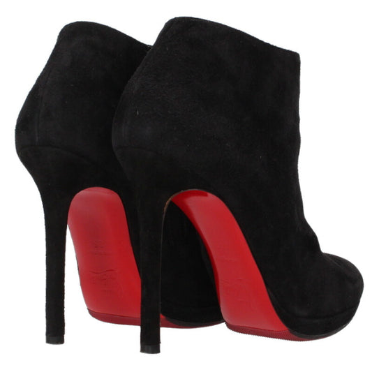 Christian Louboutin Black Velour Heel Bootie Size 35