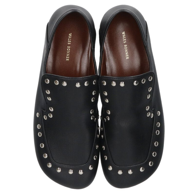 Wales Bonner Dakar Studded Loafers Black/Silver Size 39