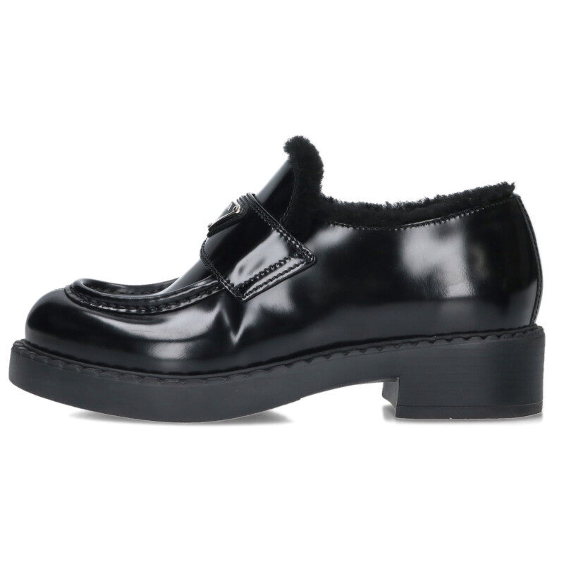Prada Triangle Logo Plate Brushed Leather Loafer Size 37