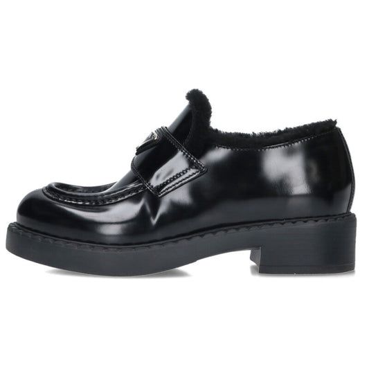 Prada Triangle Logo Plate Brushed Leather Loafer Size 37