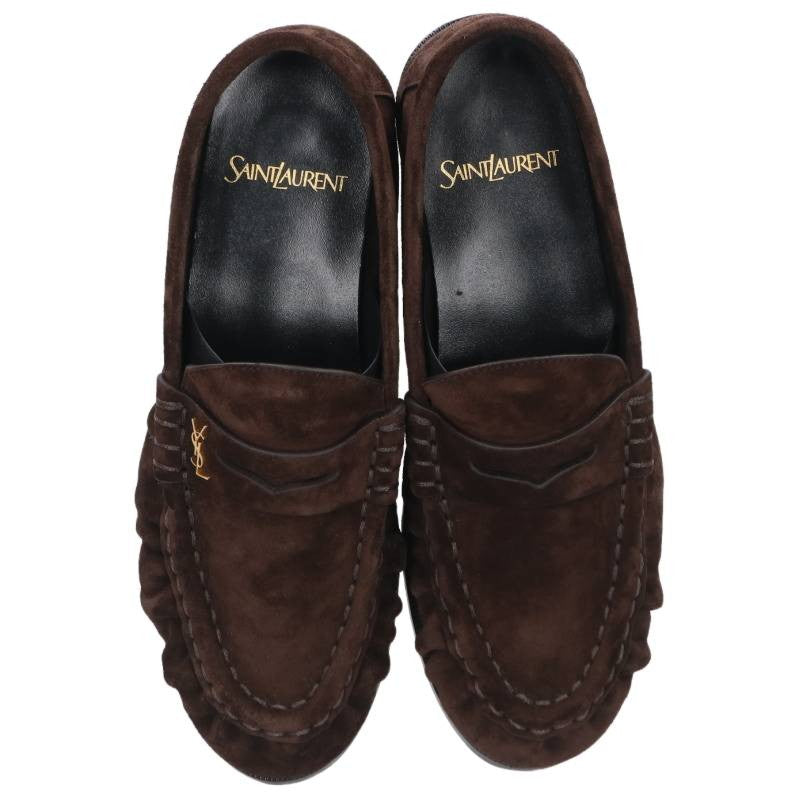 Saint Laurent Paris Brown Suede Le Loafers Size 36