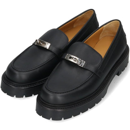 Hermes Icon Kelly Buckle Leather Loafers Black Size 39
