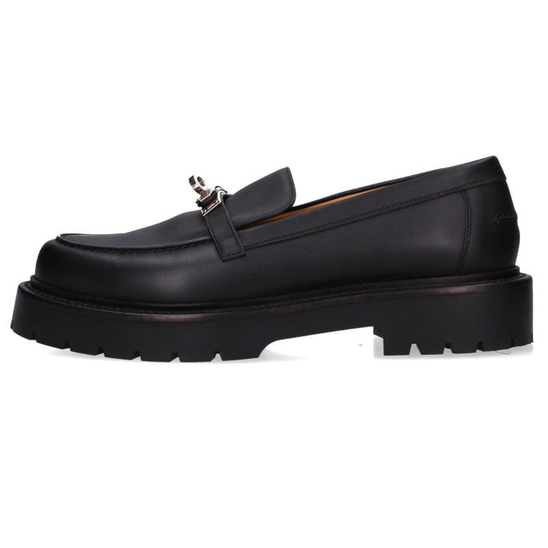 Hermes Icon Kelly Buckle Leather Loafers Black Size 39