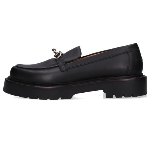 Hermes Icon Kelly Buckle Leather Loafers Black Size 39