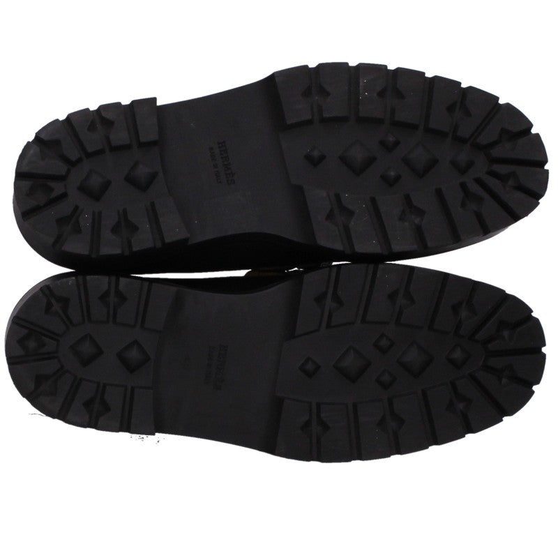 Hermes Icon Kelly Buckle Leather Loafers Black Size 39