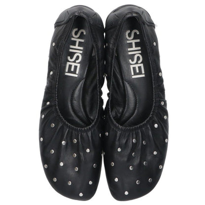 Cisei Studded Gathered Black/Silver Ballet Flats Size 37