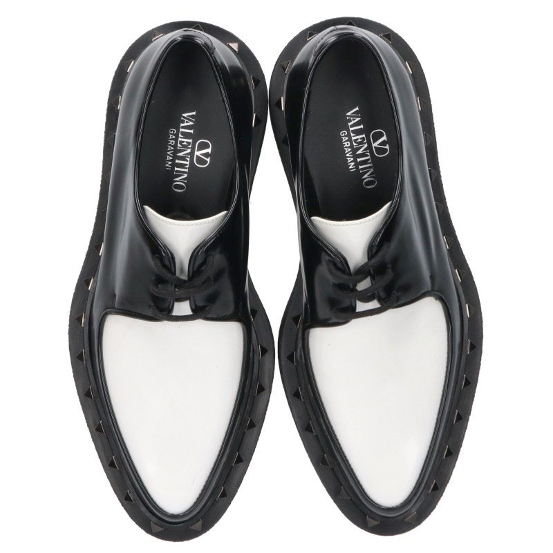 Valentino Studded Leather Sneakers Black White Size 37