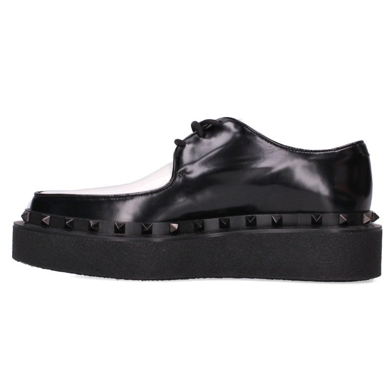 Valentino Studded Leather Sneakers Black White Size 37