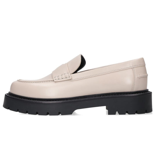 Hermes Clemence Leather Moccasin Loafers Beige Size 38